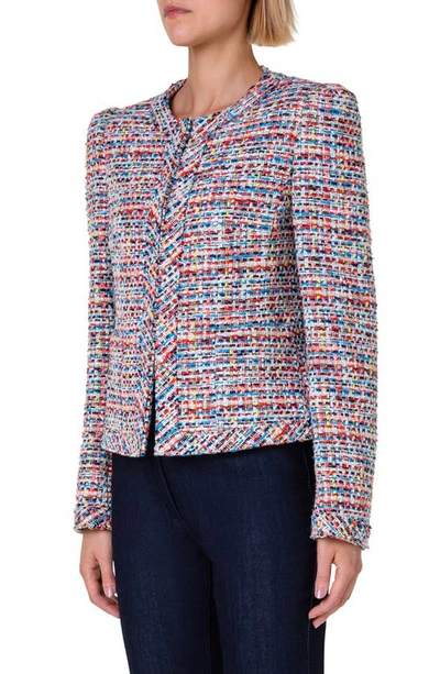 Shop Akris Punto Multicolor Cotton Tweed Jacket