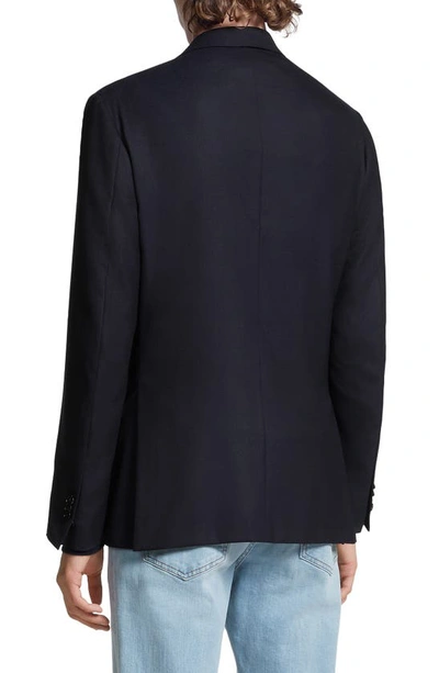 Zegna Trofeo Comfort 10-pocket Wool Blend Blazer In Navy