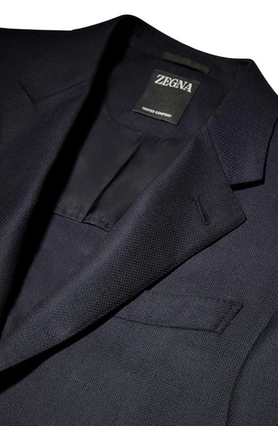 Shop Zegna Trofeo Comfort 10-pocket Wool Blend Blazer In Navy
