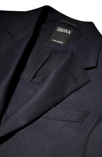 Zegna Trofeo Comfort 10-pocket Wool Blend Blazer In Navy