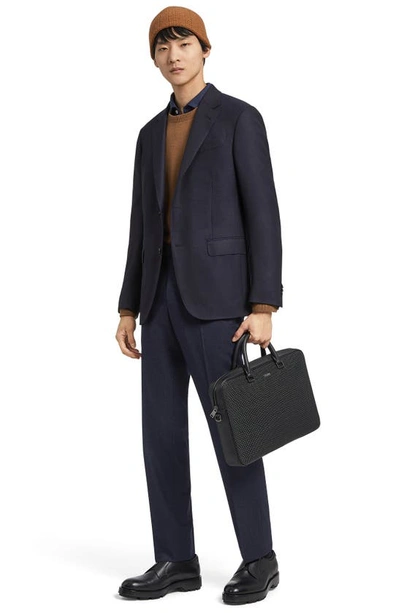 Shop Zegna Trofeo Comfort 10-pocket Wool Blend Blazer In Navy