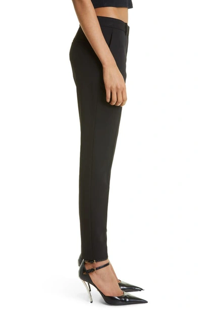 Shop Versace Stretch Wool Straight Leg Trousers In Black