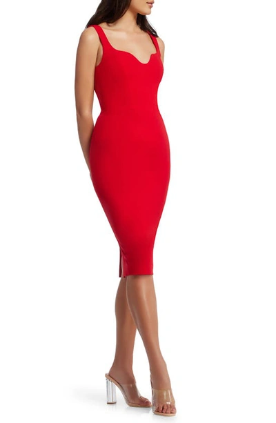 Dress The Population Sloane Sleeveless Sheath Dress In Rouge
