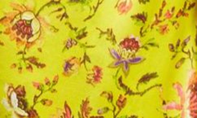 Cinq À Sept Cinq A Sept Provence Katz Ruched Floral Print Satin Midi Dress In Pomelo Multi