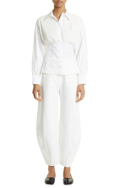 Shop Renaissance Renaissance Malik Tuxedo Pleat Shirt In White