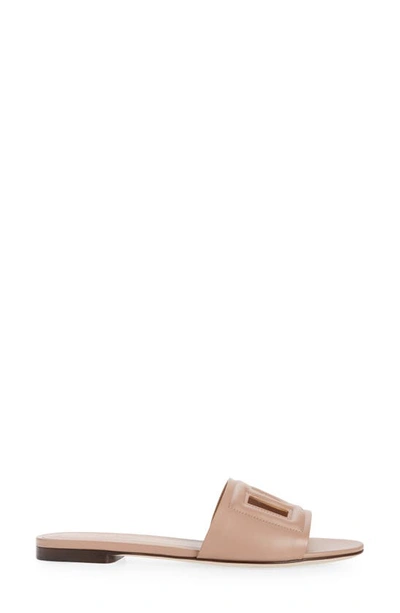 Shop Dolce & Gabbana Bianca Interlock Slide Sandal In Powder Pink