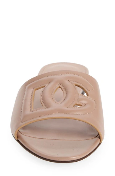 Shop Dolce & Gabbana Bianca Interlock Slide Sandal In Powder Pink