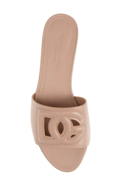 Shop Dolce & Gabbana Bianca Interlock Slide Sandal In Powder Pink