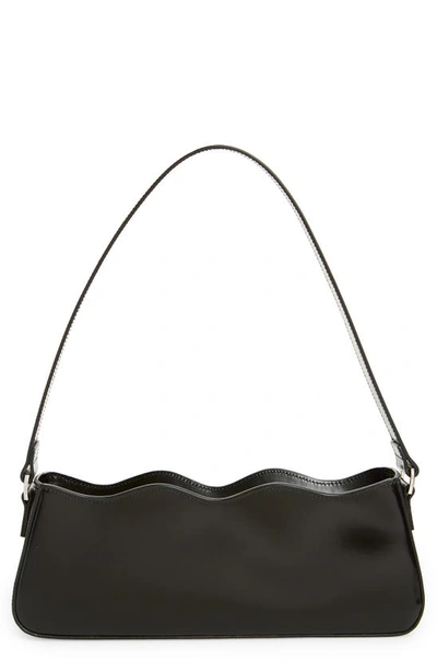 Shop Mach & Mach Wave Leather Baguette Bag In Black