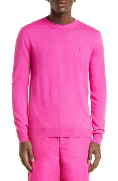Shop Valentino Tonal Roman Stud Virgin Wool Sweater In Uwt - Pink Pp