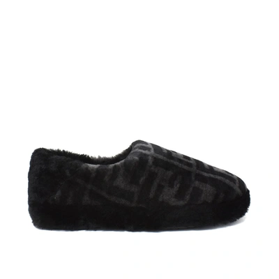 Shop Fendi Fur Slippers In Black