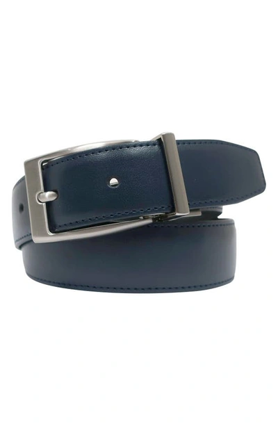 Shop Boconi Reversible Leather Belt In Navy/ Black