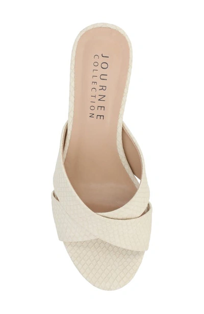 Shop Journee Collection Berkly Snake-embossed Slide Sandal In Bone