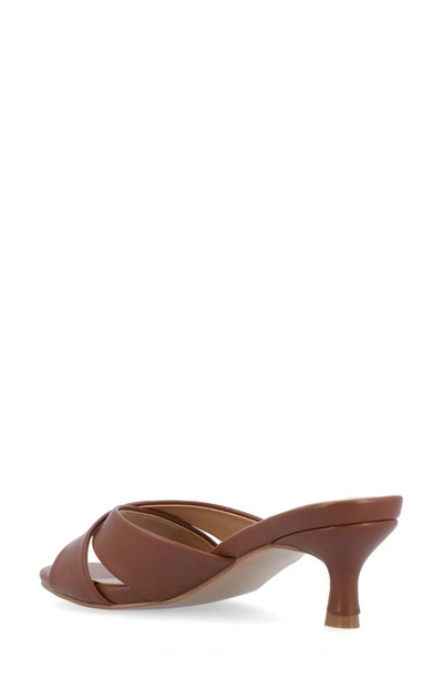 Journee Collection Berkly Snake-embossed Slide Sandal In Brown