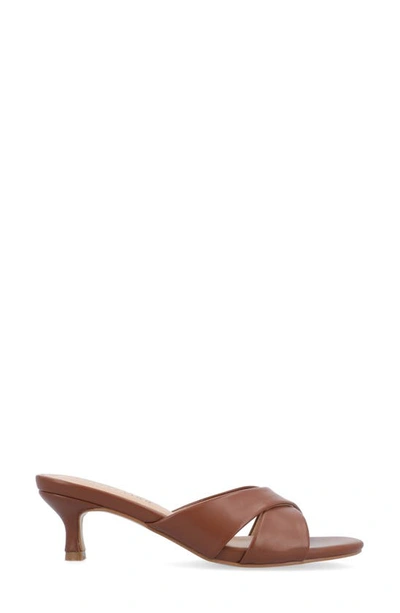 Journee Collection Berkly Snake-embossed Slide Sandal In Brown