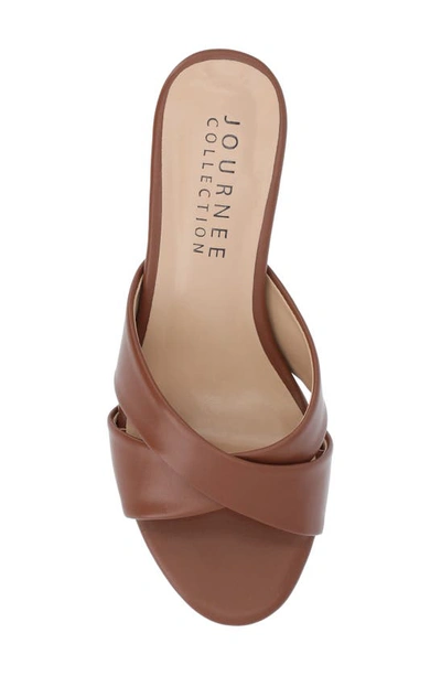 Journee Collection Berkly Snake-embossed Slide Sandal In Brown