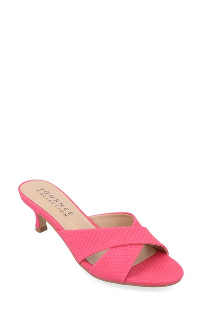Journee Collection Berkly Snake-embossed Slide Sandal In Pink