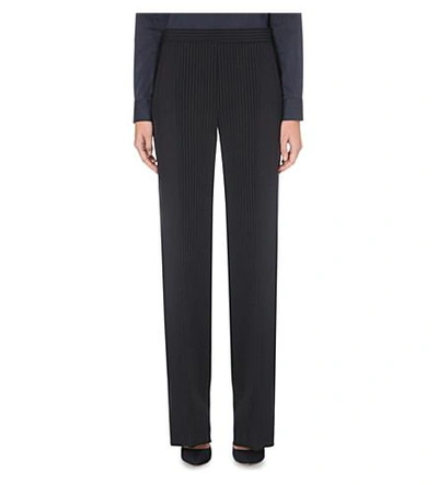 Shop Max Mara Haway Wide-leg Wool-blend Trousers In Navy