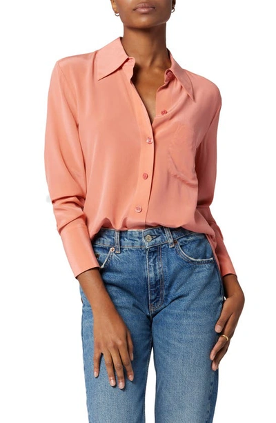 Shop Equipment Quinne Silk Button-up Shirt In Faded Rose