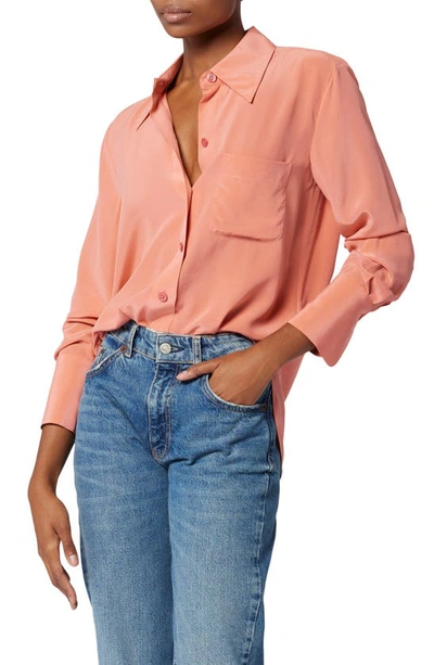 Shop Equipment Quinne Silk Button-up Shirt In Faded Rose