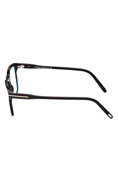 Shop Tom Ford 56mm Square Blue Light Blocking Glasses In Shiny Black