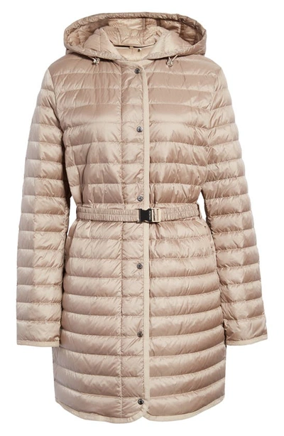 Shop Moncler Oredonne Long Down Jacket In Beige