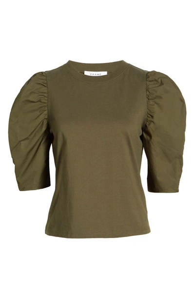Shop Frame Ruched Sleeve T-shirt In Fatigue