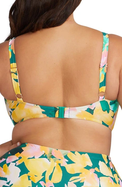 Shop Artesands Delacroix Floral Print Bikini Top In Green