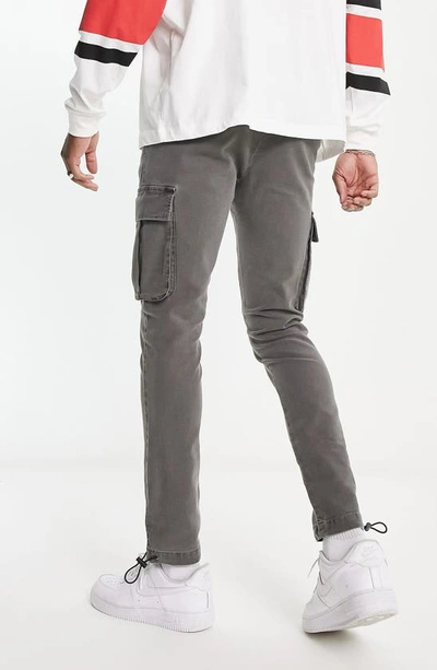 Shop Asos Design Skinny Cargo Pants In Charcoal