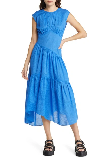 Shop Frame Gathered Seam Midi Dress In Cornflower Blue
