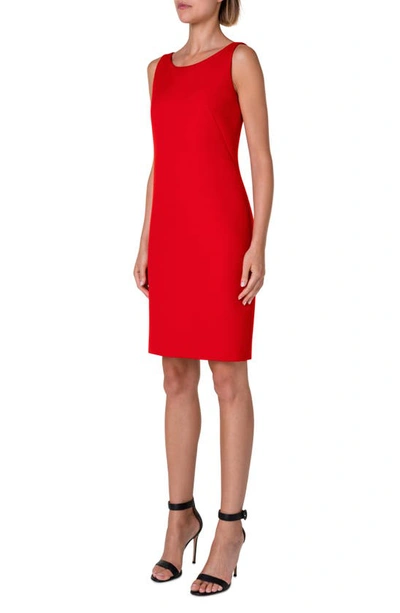 Shop Akris Wool Blend Sleeveless Sheath Dress In Red