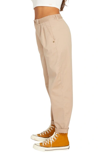 Shop Volcom Frochickie Crop Trousers In Taupe