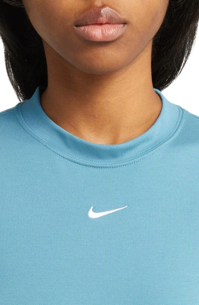 Shop Nike Sportswear Essential Crewneck Midi Dress In Noise Aqua/ White