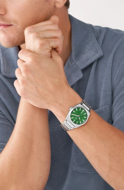 Shop Fossil Everett Bracelet Watch, 42mm In Silver / Green Dial