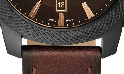 Fossil Men's Machine Quartz Brown Leather Strap Watch, 49mm | ModeSens