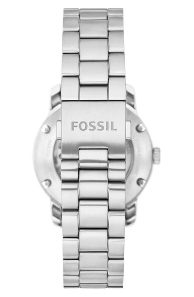 Shop Fossil Heritage Automatic Bracelet Watch, 43mm In Silver / Blue Dial