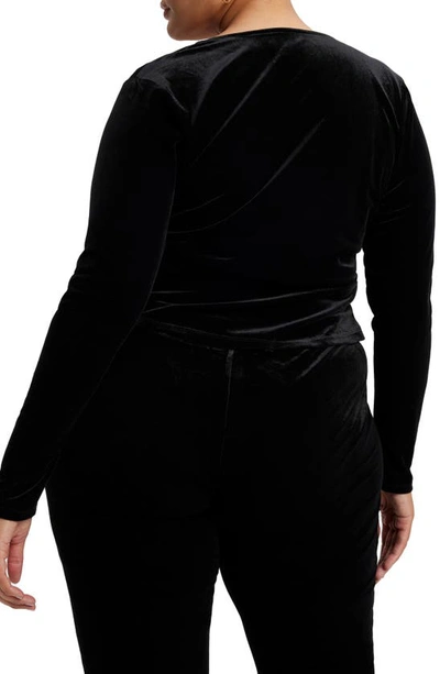 GOOD AMERICAN GOOD AMERICAN V-NECK VELVET WRAP TOP 