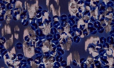 Shop Btfl-life Sequin Velvet Belted Long Sleeve Romper In Navy