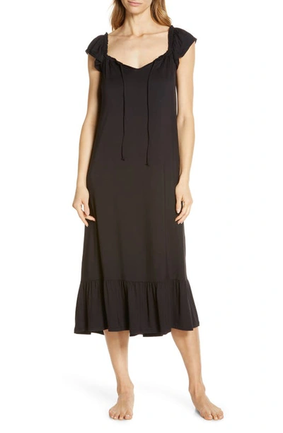 Shop Nordstrom Moonlight Eco Ruffle Nightgown In Black