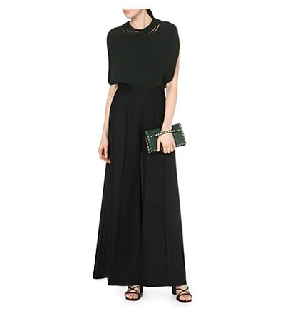 Shop Valentino Wide High-rise Silk Trousers In Black