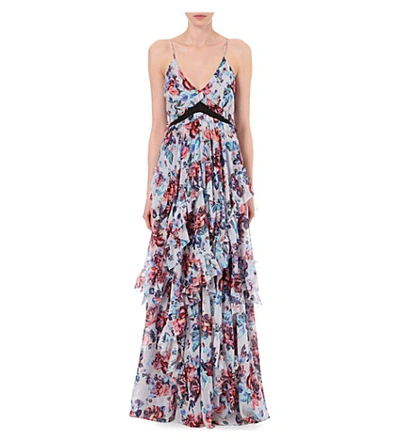 Shop Mary Katrantzou Floral-print Silk Maxi Dress In Solar Rose Grey