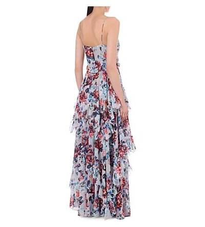 Shop Mary Katrantzou Floral-print Silk Maxi Dress In Solar Rose Grey