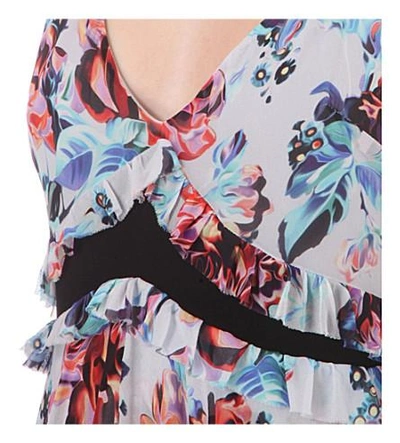 Shop Mary Katrantzou Floral-print Silk Maxi Dress In Solar Rose Grey