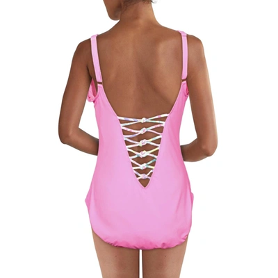Shop Lilly Pulitzer Womens Lace-up Plunging One-piece Swimsuit In Pink