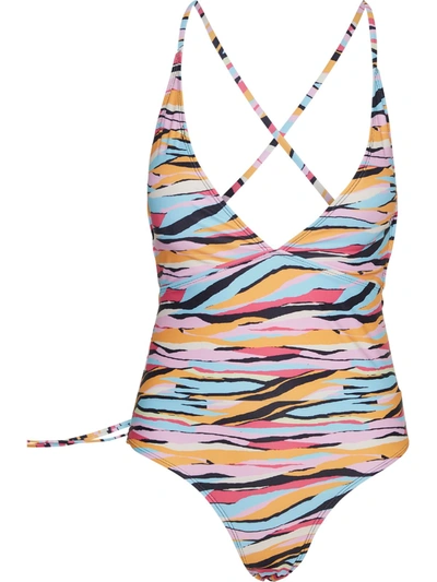 Shop Vero Moda Womens Beachwear Tie Back One-piece Swimsuit In Multi