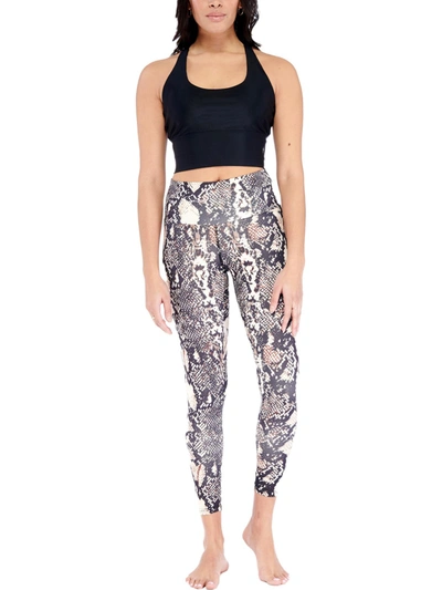 Shop Electric Yoga Snake Printed Womens Fitness Yoga Athletic Leggings In White