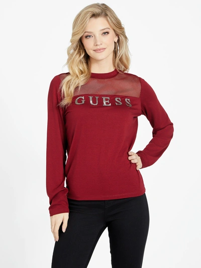Shop Guess Factory Eco Ilam Long-sleeve Top In Red