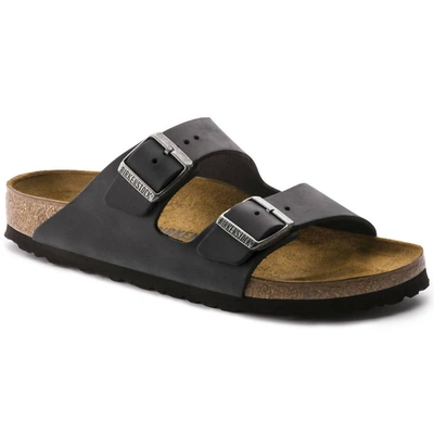 Shop Birkenstock Unisex Arizona Oiled Leather Sandal In Black