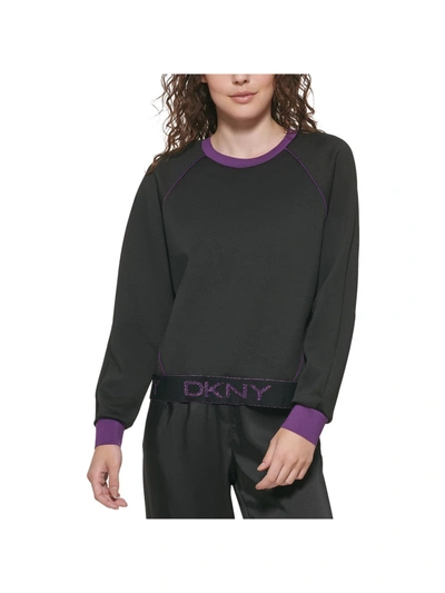 Shop Dkny Plus Womens Back-zipper Scuba Sweatshirt In Black