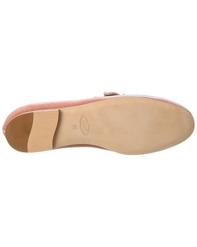 Shop Tod's Velvet Loafer In Beige